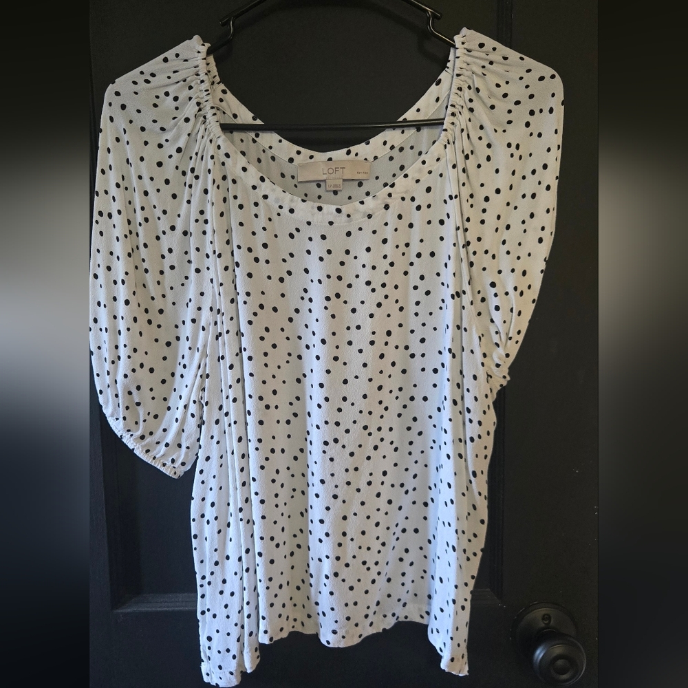 LOFT White Polka Dot Blouse